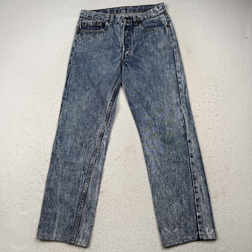 Vintage Levis 501 Jeans Mens 30x29 Blue Acid Wash Button Fly Denim USA 80s